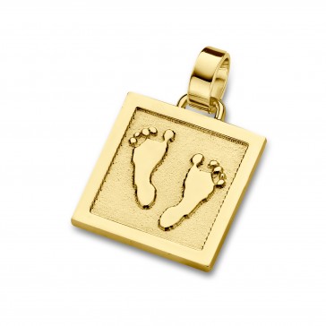 pendant, anhänger, hanger, footprint, Fussabdrück, voetafdruk, unique, gold, goud, yellow, geel,