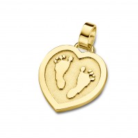 pendant, anhänger, hanger, footprint, Fussabdrück, voetafdruk, tiny hart, heart, gold, goud, yellow,