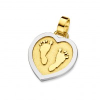 pendant, anhänger, hanger, footprint, Fussabdrück, voetafdruk, tiny hart, heart, gold, goud, yellow, white,