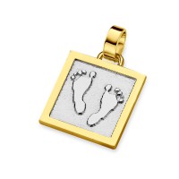 pendant, anhänger, hanger, footprint, Fussabdrück, voetafdruk, unique, gold, goud, white, yellow,